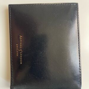 Luxury Aspinal of London 8 Card Billfold Smooth Leather Wallet Black & Red